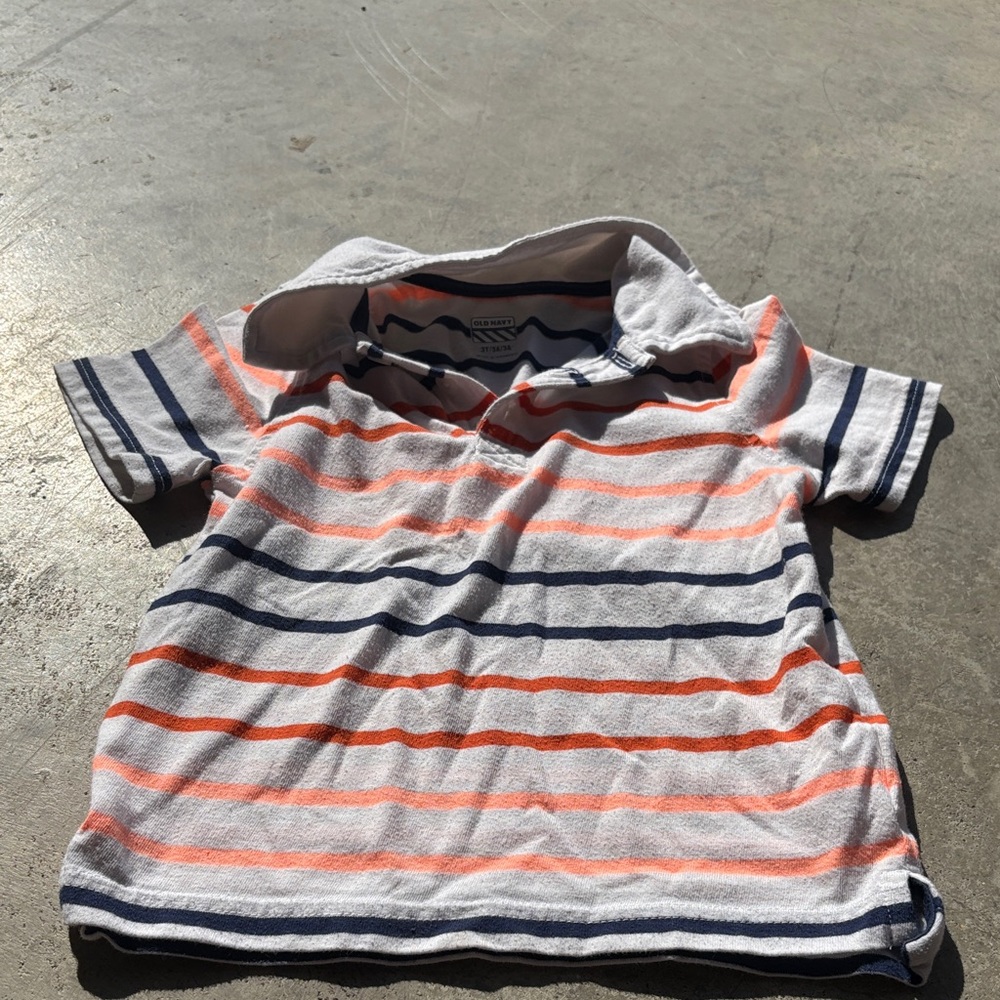 Old Navy Kids Tee with Orange and Navy Stripes